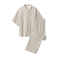 Fashion Women's Side Seamless Crepe Gauze Short Sleeve Pajamas Pajamas & Loungewear|Loungewear