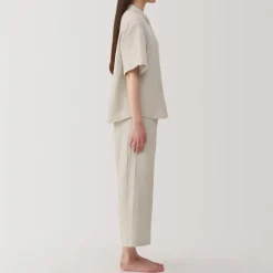 Fashion Women's Side Seamless Crepe Gauze Short Sleeve Pajamas Pajamas & Loungewear|Loungewear