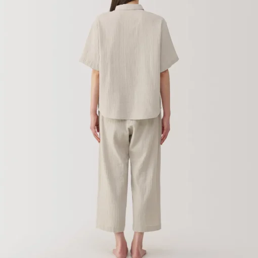 Fashion Women's Side Seamless Crepe Gauze Short Sleeve Pajamas Pajamas & Loungewear|Loungewear