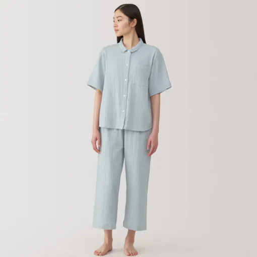 Fashion Women's Side Seamless Crepe Gauze Short Sleeve Pajamas Pajamas & Loungewear|Loungewear