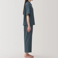 Fashion Women's Side Seamless Crepe Gauze Short Sleeve Pajamas Pajamas & Loungewear|Loungewear