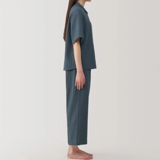 Fashion Women's Side Seamless Crepe Gauze Short Sleeve Pajamas Pajamas & Loungewear|Loungewear