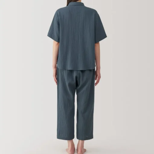 Fashion Women's Side Seamless Crepe Gauze Short Sleeve Pajamas Pajamas & Loungewear|Loungewear