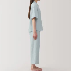 Fashion Women's Side Seamless Crepe Gauze Short Sleeve Pajamas Pajamas & Loungewear|Loungewear