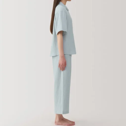 Fashion Women's Side Seamless Crepe Gauze Short Sleeve Pajamas Pajamas & Loungewear|Loungewear