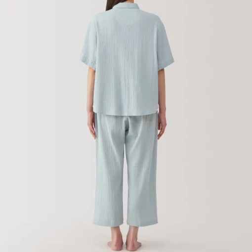 Fashion Women's Side Seamless Crepe Gauze Short Sleeve Pajamas Pajamas & Loungewear|Loungewear
