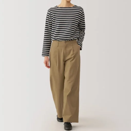 Best Women's Slub Yarn Chino Darted Wide Pants Women Chino