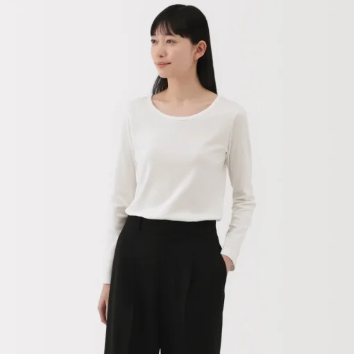 Clearance Women's Stretch Ribbed Crew Neck Long Sleeve T-Shirt Women T-Shirts