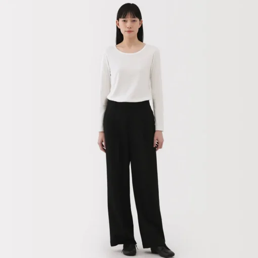 Clearance Women's Stretch Ribbed Crew Neck Long Sleeve T-Shirt Women T-Shirts