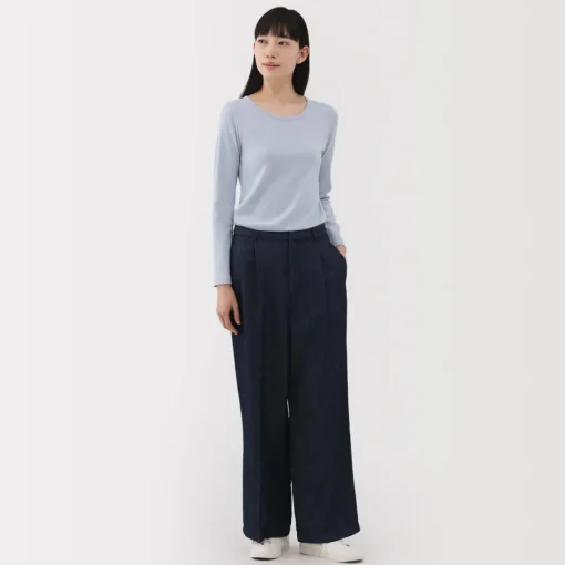 Clearance Women's Stretch Ribbed Crew Neck Long Sleeve T-Shirt Women T-Shirts