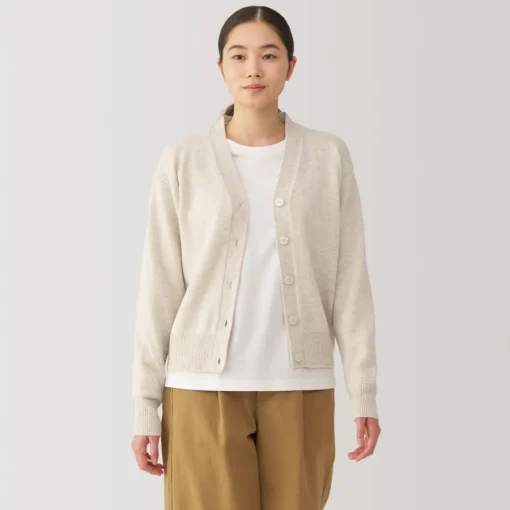 New Women's Washable Mid-Gauge V-Neck Cardigan Women Sweaters & Cardigans