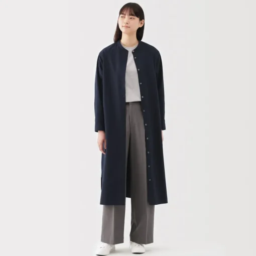 Fashion Women's Washed Broadcloth Stand Collar Long-Sleeve Dress Women Dresses