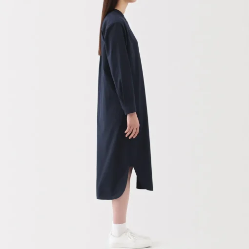 Fashion Women's Washed Broadcloth Stand Collar Long-Sleeve Dress Women Dresses