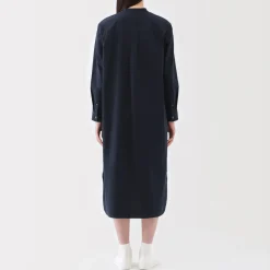 Fashion Women's Washed Broadcloth Stand Collar Long-Sleeve Dress Women Dresses