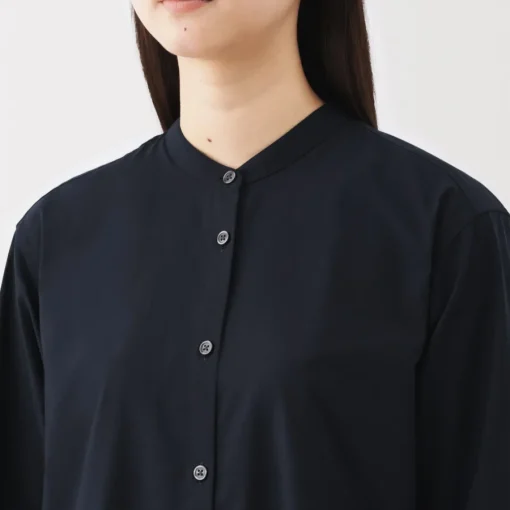 Fashion Women's Washed Broadcloth Stand Collar Long-Sleeve Dress Women Dresses