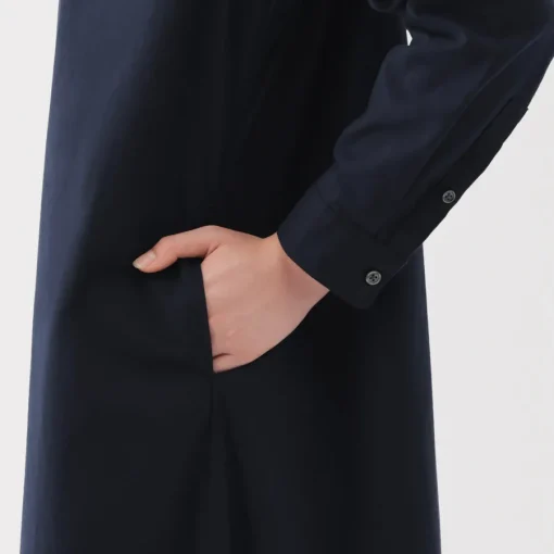 Fashion Women's Washed Broadcloth Stand Collar Long-Sleeve Dress Women Dresses