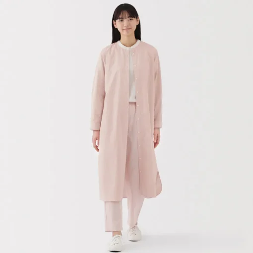 Outlet Women's Washed Broadcloth Stand Collar Long Sleeve Striped Dress Women Dresses