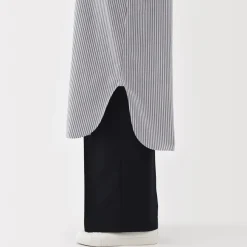 Outlet Women's Washed Broadcloth Stand Collar Long Sleeve Striped Dress Women Dresses