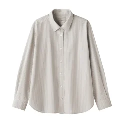 Clearance Women's Washed Broadcloth Regular Collar Long Sleeve Striped Shirt Women Tops & Shirts