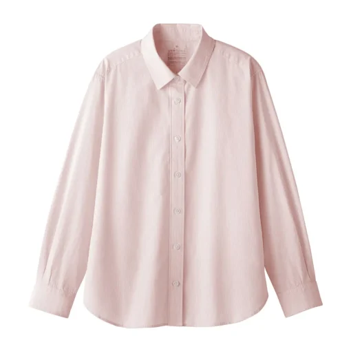 Clearance Women's Washed Broadcloth Regular Collar Long Sleeve Striped Shirt Women Tops & Shirts