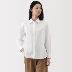 Fashion Women's Washed Broadcloth Regular Collar Long Sleeve Shirt Women Tops & Shirts