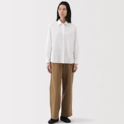 Fashion Women's Washed Broadcloth Regular Collar Long Sleeve Shirt Women Tops & Shirts