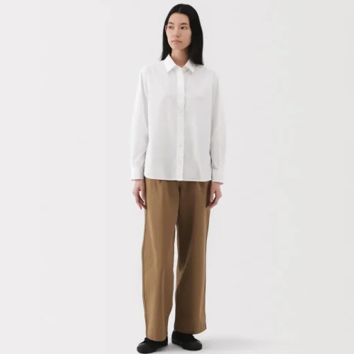 Fashion Women's Washed Broadcloth Regular Collar Long Sleeve Shirt Women Tops & Shirts
