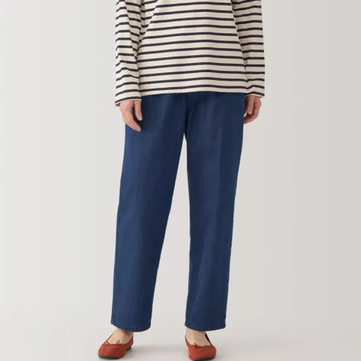 New Women's Washed Denim Easy Tapered Pants Women Denim
