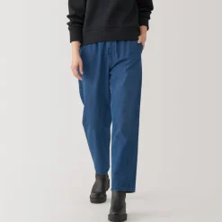New Women's Washed Denim Easy Tapered Pants Women Denim
