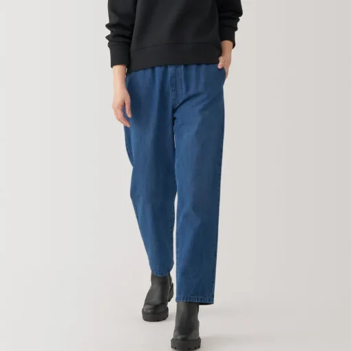 New Women's Washed Denim Easy Tapered Pants Women Denim