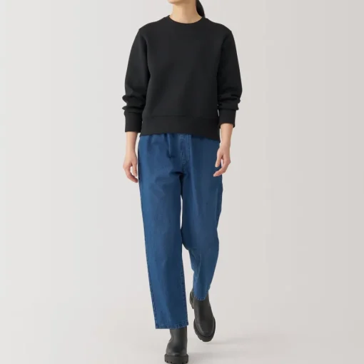 New Women's Washed Denim Easy Tapered Pants Women Denim