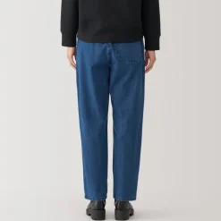 New Women's Washed Denim Easy Tapered Pants Women Denim
