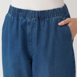New Women's Washed Denim Easy Tapered Pants Women Denim