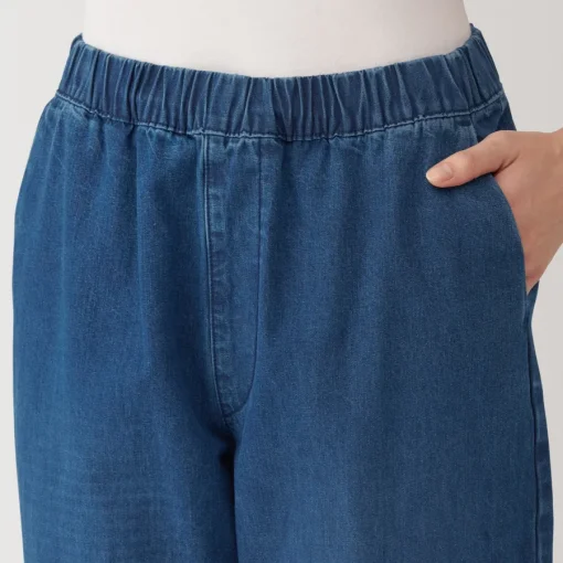 New Women's Washed Denim Easy Tapered Pants Women Denim