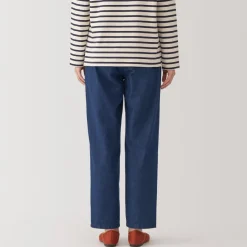 New Women's Washed Denim Easy Tapered Pants Women Denim