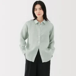 Best Women's Washed Linen Shirt Women Tops & Shirts