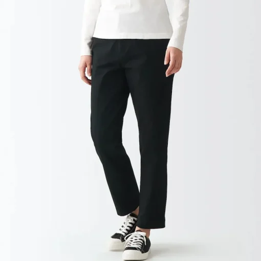 Outlet Women's 4-Way Stretch Chino Slim Tapered Pants (L 30inch / 75cm) Women Chino