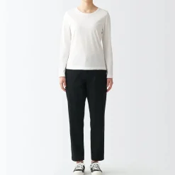 Outlet Women's 4-Way Stretch Chino Slim Tapered Pants (L 30inch / 75cm) Women Chino