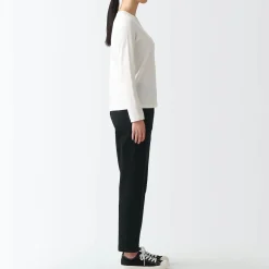 Outlet Women's 4-Way Stretch Chino Slim Tapered Pants (L 30inch / 75cm) Women Chino