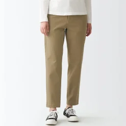 Outlet Women's 4-Way Stretch Chino Slim Tapered Pants (L 30inch / 75cm) Women Chino