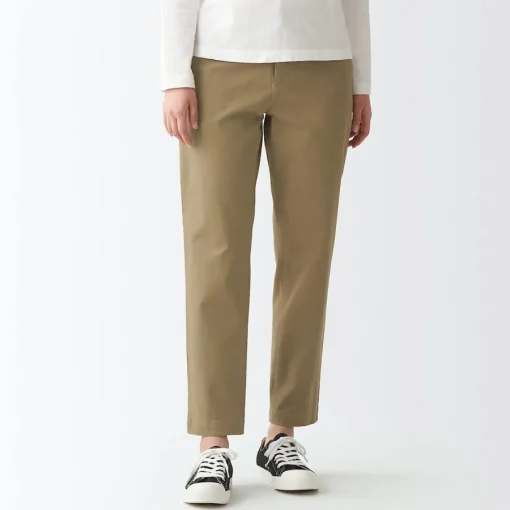 Outlet Women's 4-Way Stretch Chino Slim Tapered Pants (L 30inch / 75cm) Women Chino