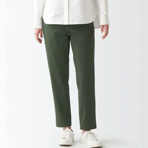 Outlet Women's 4-Way Stretch Chino Slim Tapered Pants (L 30inch / 75cm) Women Chino