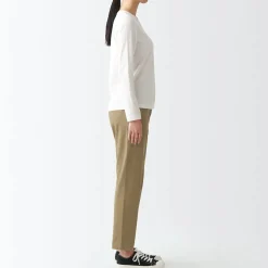 Outlet Women's 4-Way Stretch Chino Slim Tapered Pants (L 30inch / 75cm) Women Chino