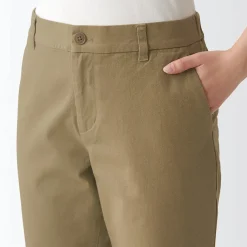 Outlet Women's 4-Way Stretch Chino Slim Tapered Pants (L 30inch / 75cm) Women Chino