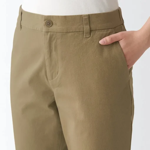 Outlet Women's 4-Way Stretch Chino Slim Tapered Pants (L 30inch / 75cm) Women Chino