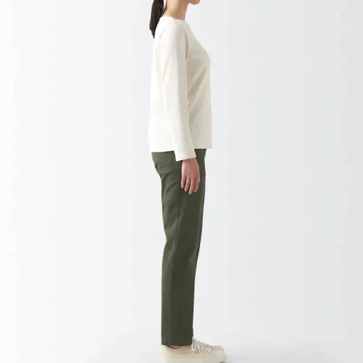 Online Women's 4-Way Stretch Chino Slim Tapered Pants (L 32inch / 80cm) Women Chino