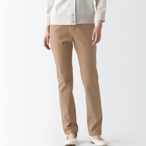 Sale Women's 4-Way Stretch Chino Slim Tapered Pants (L 32inch / 80cm) Women Chino