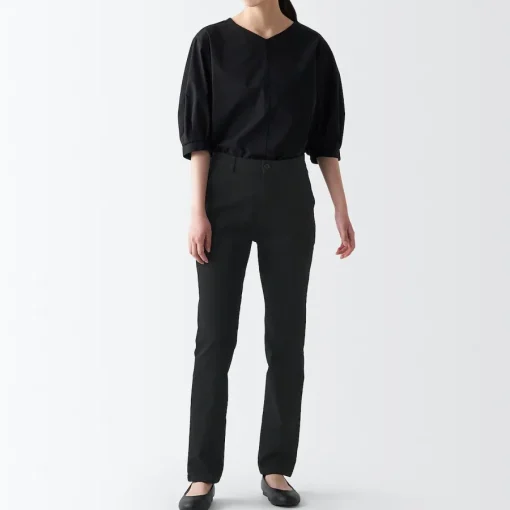 Sale Women's 4-Way Stretch Chino Slim Tapered Pants (L 32inch / 80cm) Women Chino